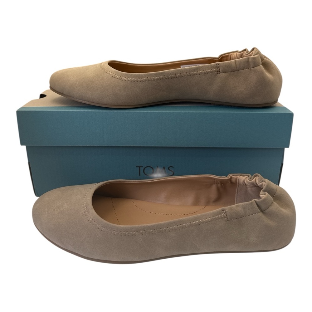 TOMS Women's Judith Ballet Flats Tan Round Toe Slip-On Everyday Comfort, Size 8